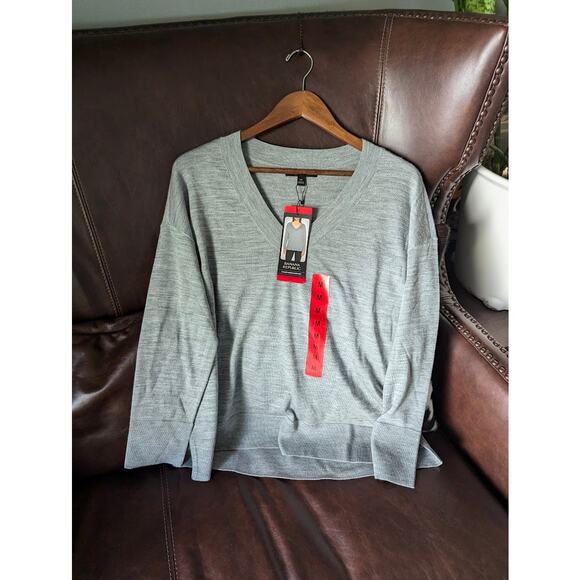 Banana Republic Ladies Merino Wool V-Neck Sweater Gray - Picture 1 of 2